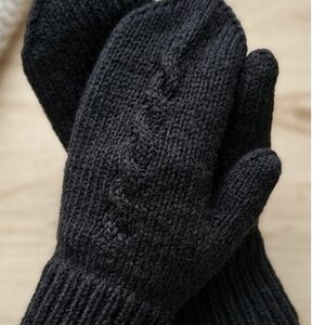 Handmade Black Knit Mittens